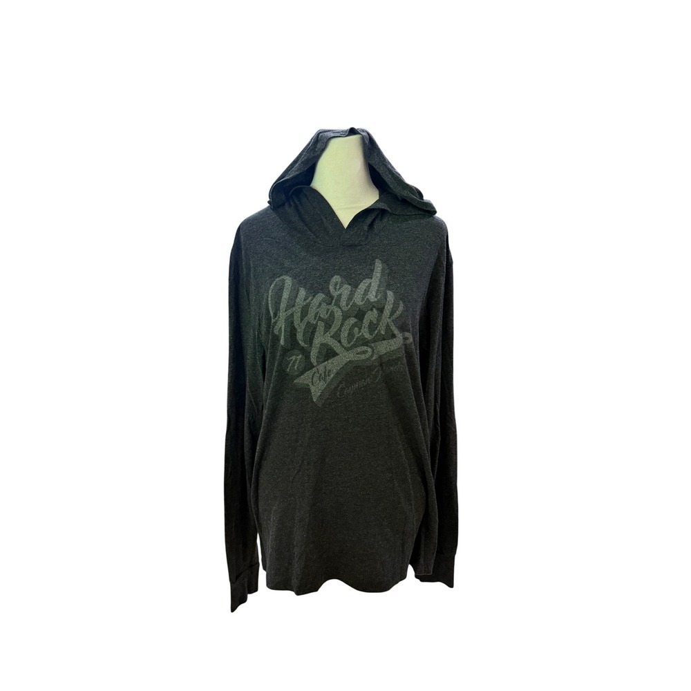 Hard Rock Cafe Cayman Islands Mens Gray Heather Long Sleeve‎ Hoodie Shirt SZ Med